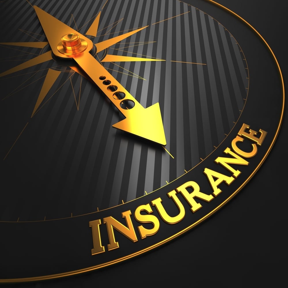 Insurance - Business Background. Golden Compass Needle on a Black Field Pointing to the Insurance Word. Insurance - Business Background. Golden Compass Needle on a Black Field Pointing to the Insurance Word.